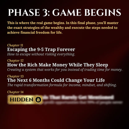 Phase 3: The Game Begins – How to apply hidden strategies to create wealth. Wealth Blacklist eBook.